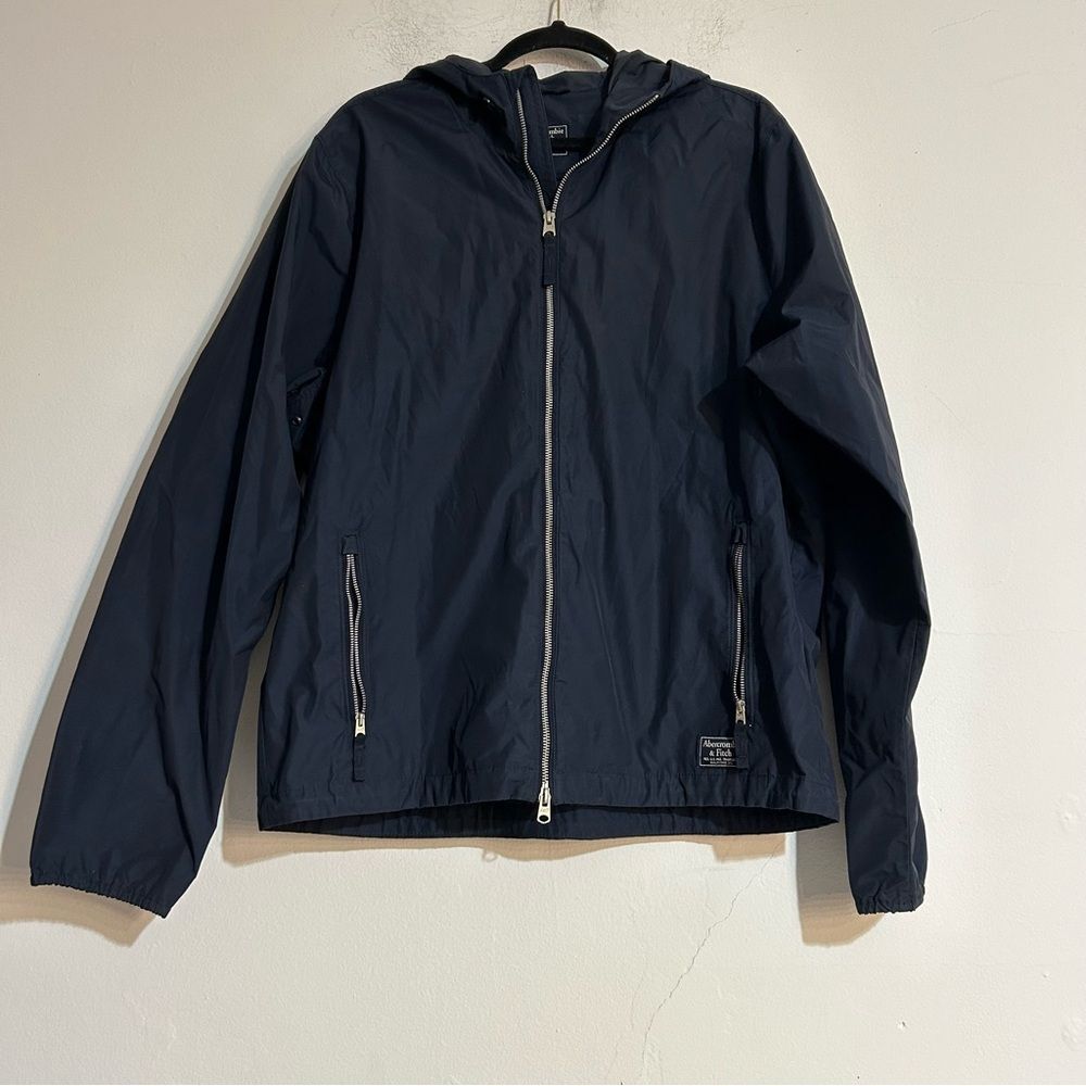 Abercrombie & Fitch Cotton Nylon Zip Up Navy Windbreaker Jacket XL